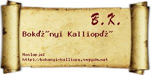 Bokányi Kalliopé névjegykártya