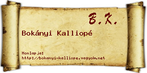 Bokányi Kalliopé névjegykártya